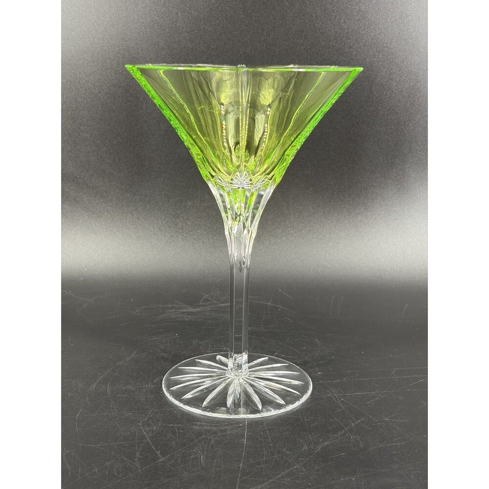 Ajka Crystal Castille Albinka Green Martini Glasses Hungary One Replace Cut